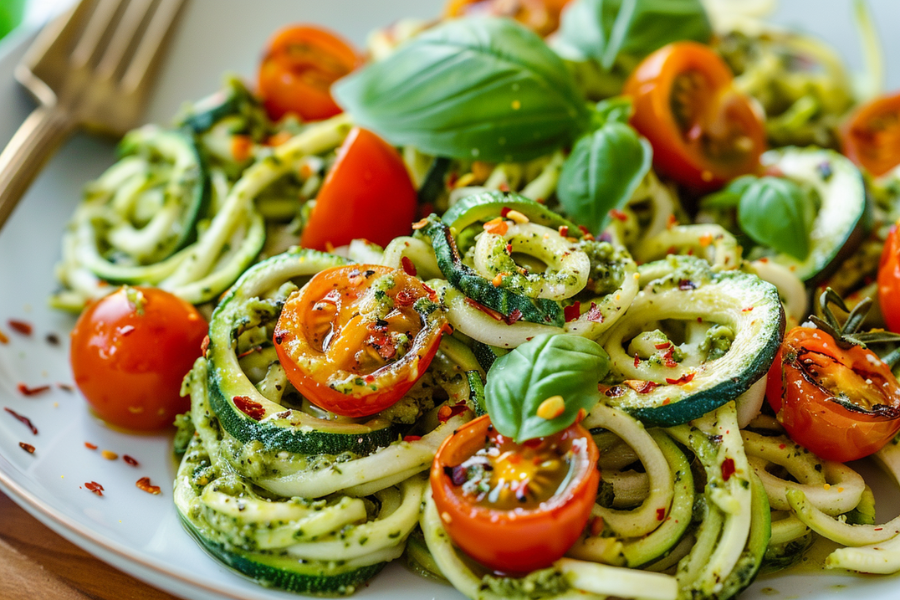 Lunch Today: Zucchini Noodles with Avocado Pesto