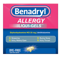 Thumbnail for BENADRYL Allergy Antihistamine Dye-Free LIQUI-GELS with Diphenhydramine HCl 25 mg