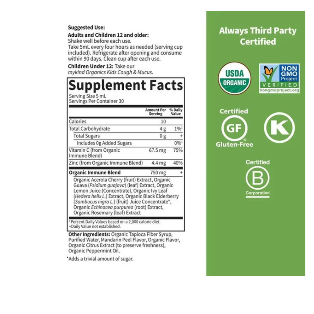 Organics Cough & Mucus Immune Syrup Liquid