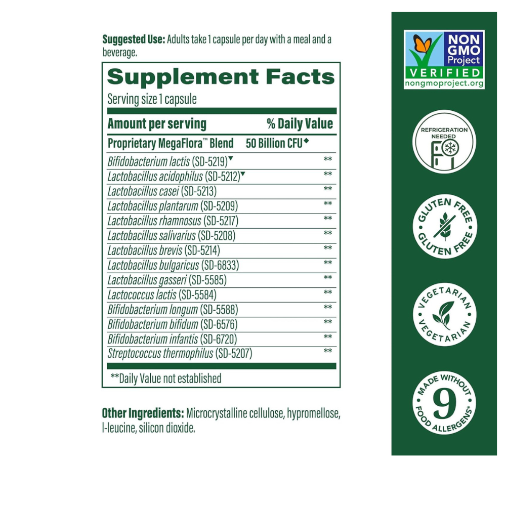 MegaFlora Probiotic Plus - 14 Strains - 50 Billion live cultures
