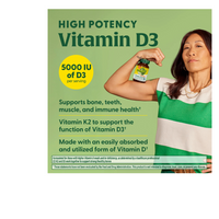 Thumbnail for Vitamin D3 5000 IU (125 mcg) plus K & K2