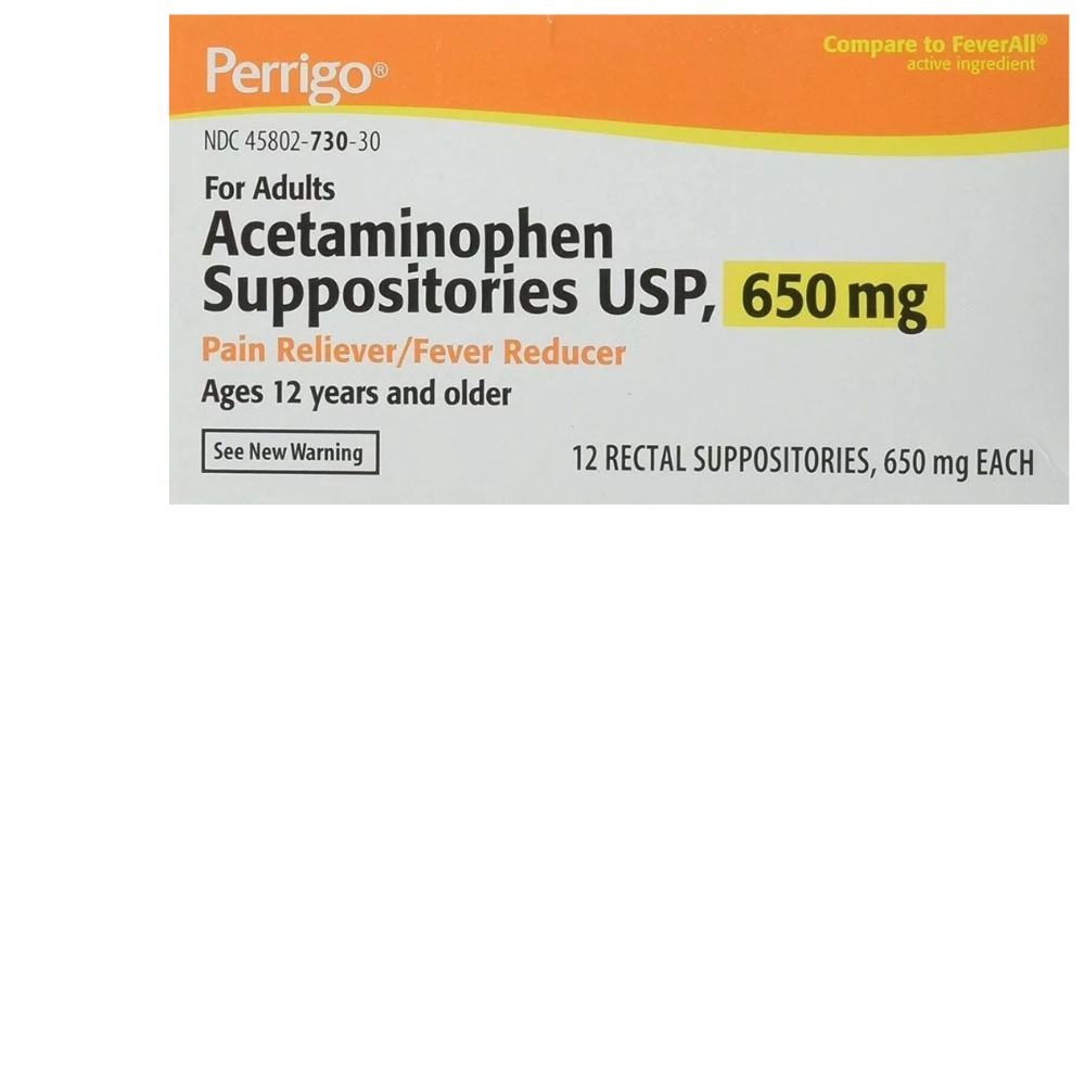 Acetaminophen Suppositories, 650 mg Pain Reliever/Fever Reducer