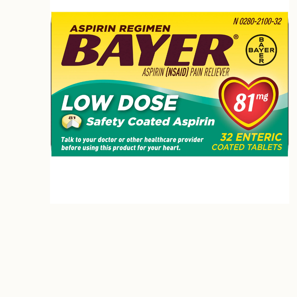 Aspirin Regimen Bayer Low Dose Pain Reliever Enteric Coated Tablets, 81mg
