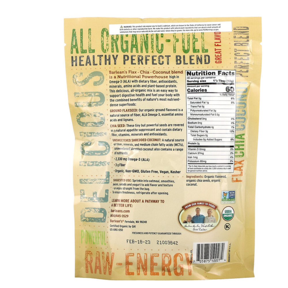 Barleans Organic Oils Barleans Flax, Chia, Coconut