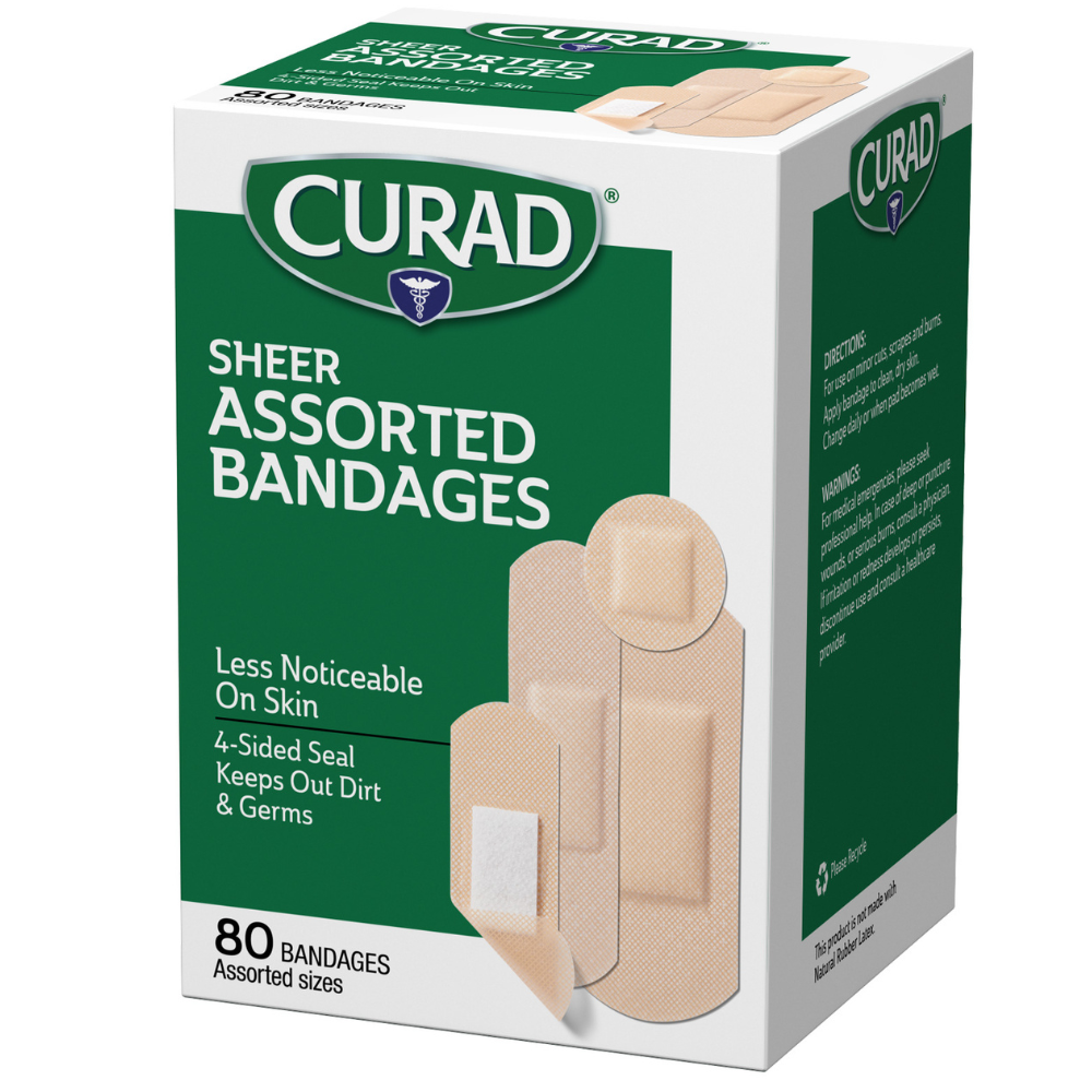 Sheer Bandages, Assorted Sizes, 80 count