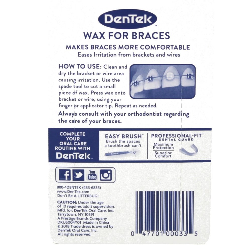 DenTek Clear Wax for Braces, Relief for Braces Irritation, Fresh Mint