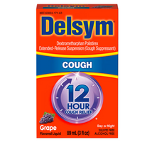 Thumbnail for Delsym 12 Hour Grape Flavored Cough Liquid