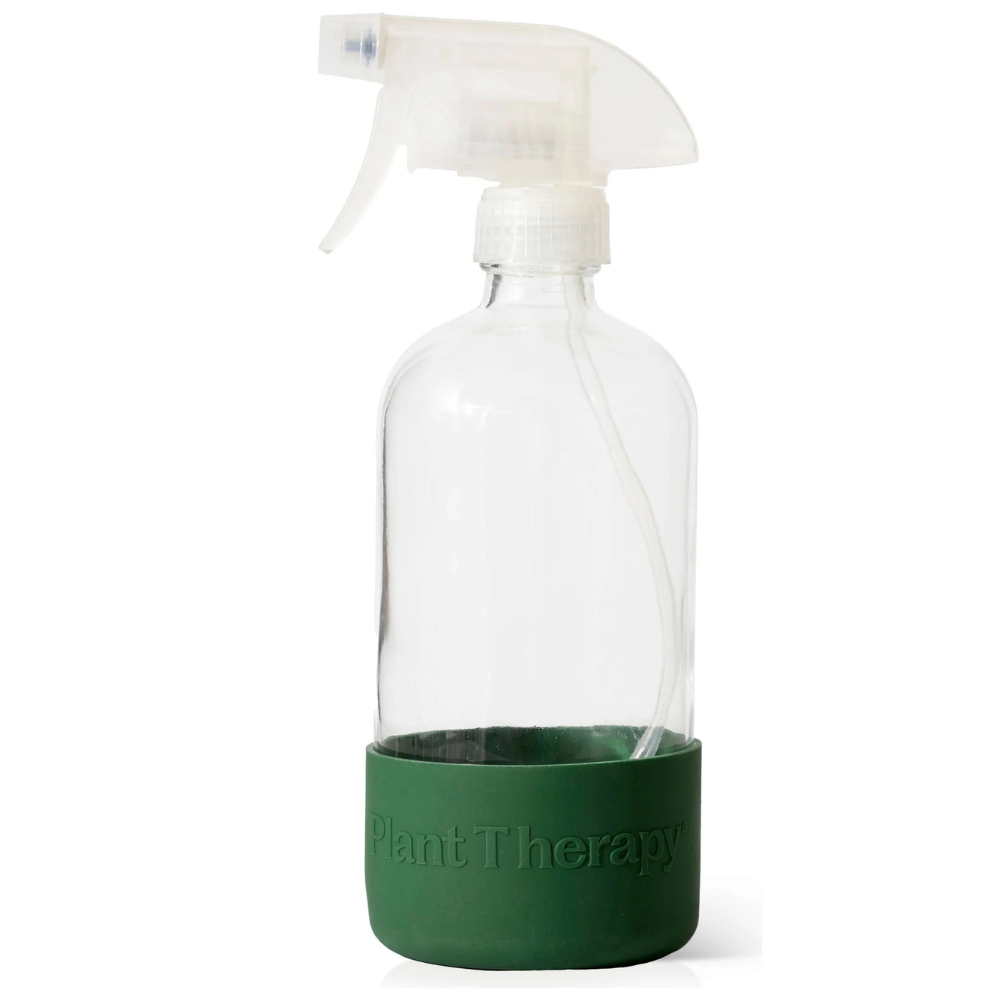 Glass Spray Bottle with Forest Green Sleeve