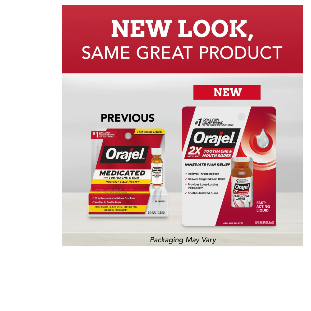 Orajel 2X Medicated Toothache & Mouth Sores Liquid