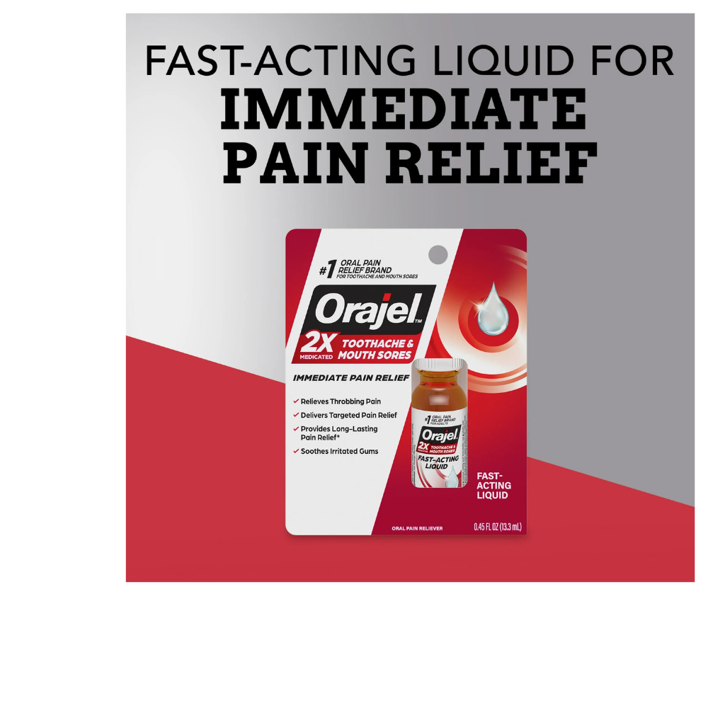 Orajel 2X Medicated Toothache & Mouth Sores Liquid