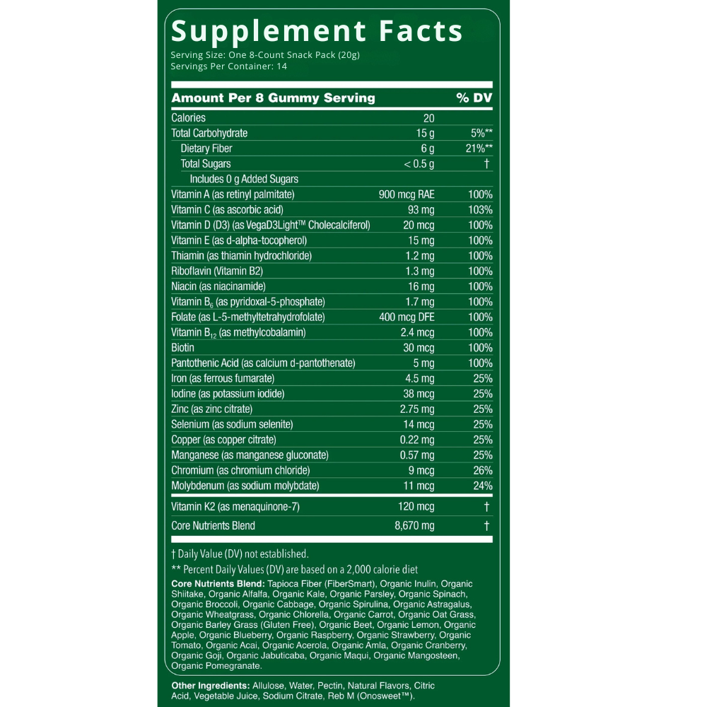 ADULT SUPERFOODS GREENS GUMMIES SUGAR FREE