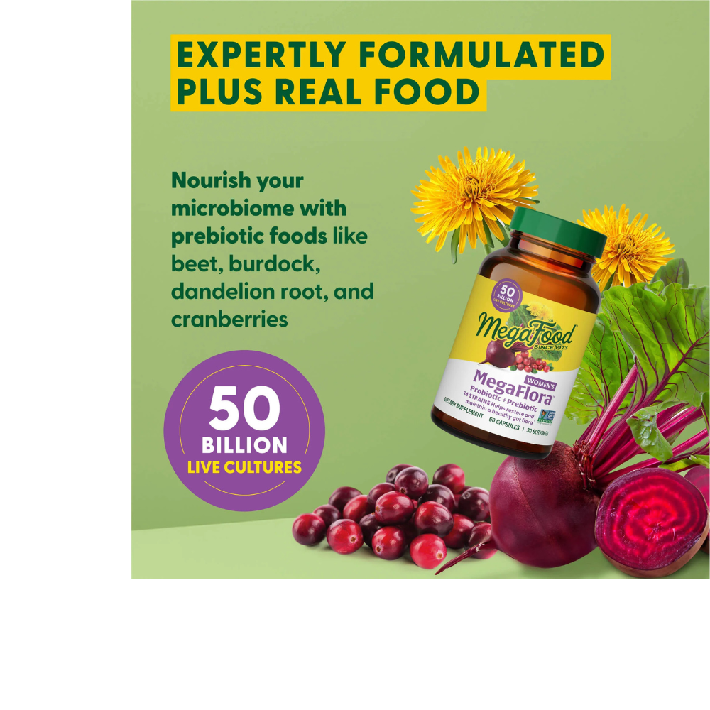 MegaFlora Women's Probiotic + Prebiotic - 14 Strains - 50 Billion live cultures
