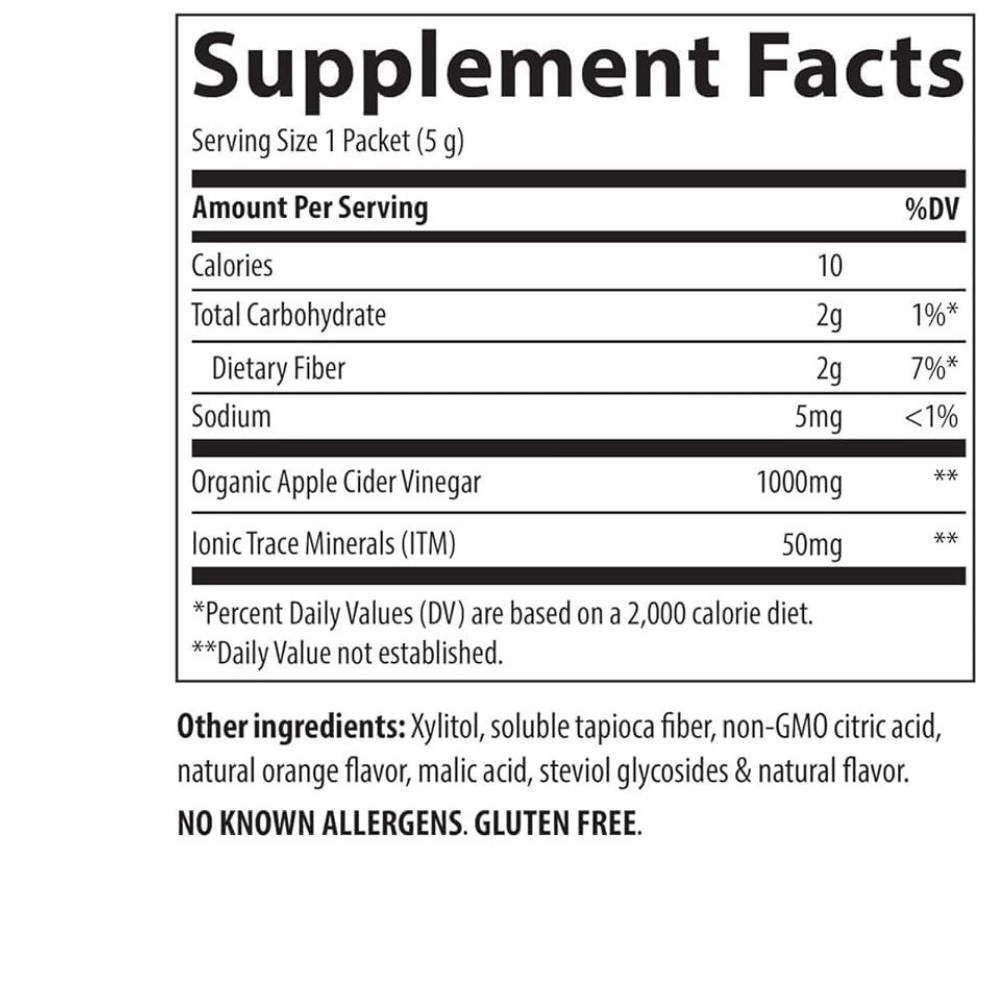 Organic Apple Cider Vinegar Pak - Orange Effervescent Flavor