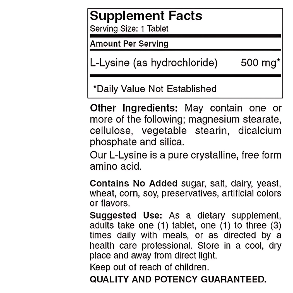 L-Lysine 500 Mg
