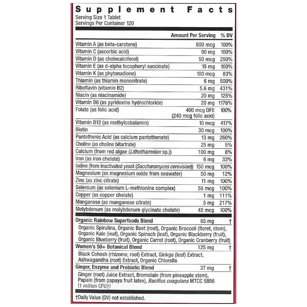 Women's One 50+ plus Real Food Nutrients