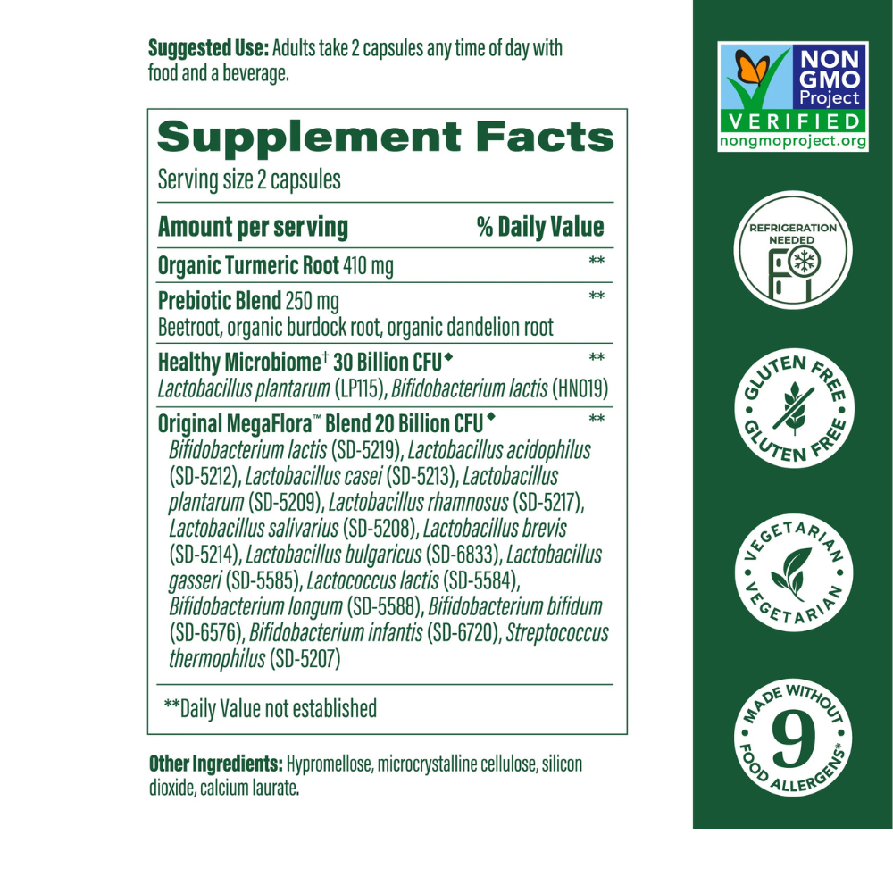 MegaFlora Probiotic + Prebiotic with Turmeric
