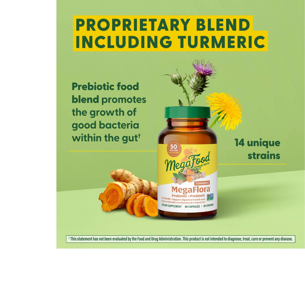 MegaFlora Probiotic + Prebiotic with Turmeric