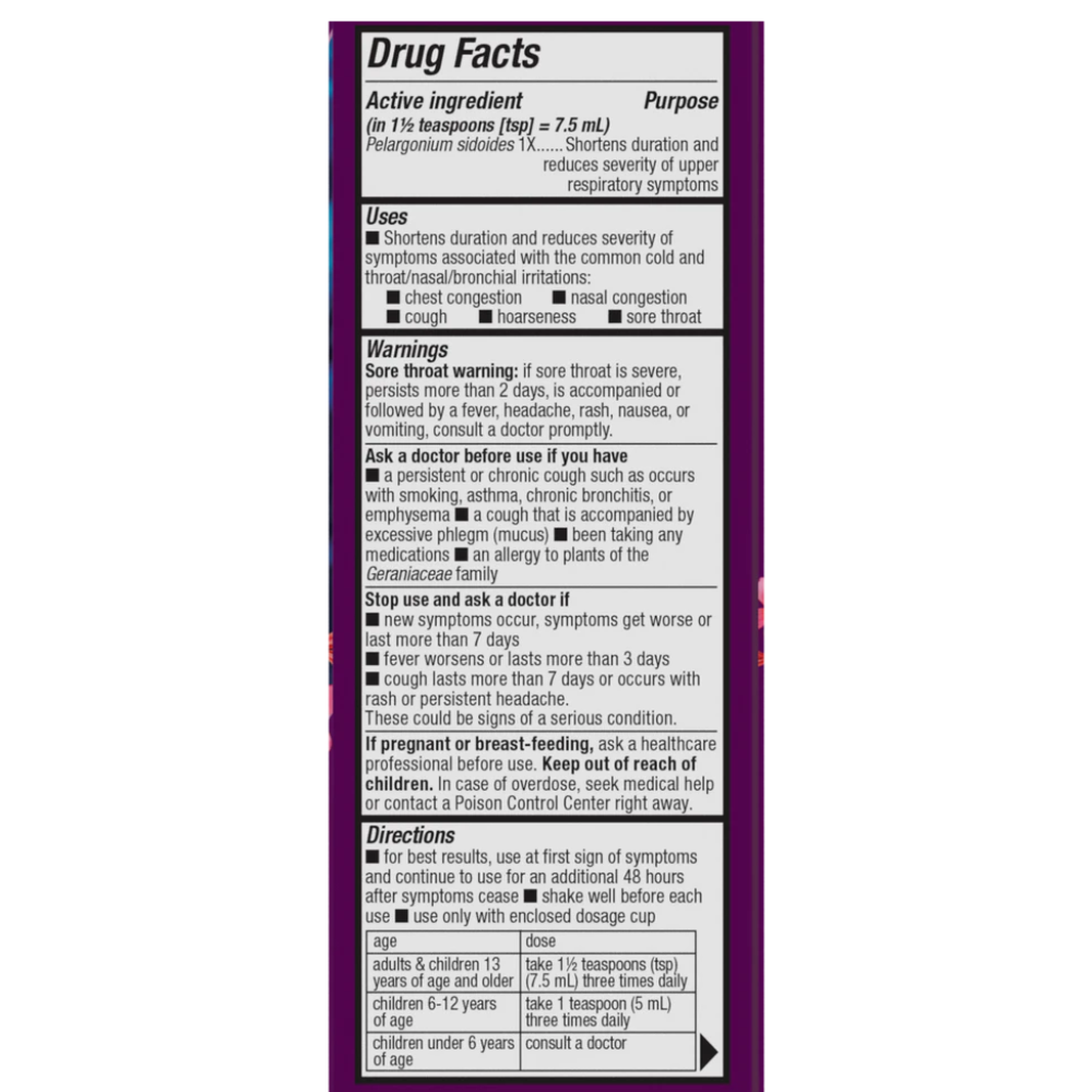 Umcka Zero Sugar Cold Relief Syrup