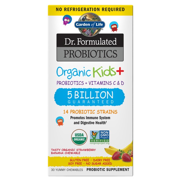 Dr. Formulated Probiotics Organic Kids+ Shelf-Stable Strawberry Banana - Garden of Life