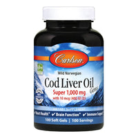 Thumbnail for Cod Liver Oil Gems, Super 1,000 mg - Carlson