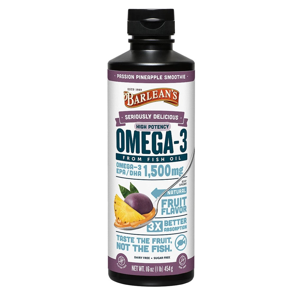 Omega-3 High Potency Fish Oil Passion Pineapple Smoothie - Barleans Organic Oils