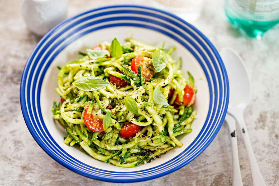 Lunch Today: Zucchini Noodles with Basil Pesto