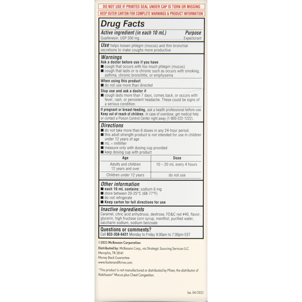 Foster & Thrive Jarabe Oral para Adultos para la Tos con Guaifenesina