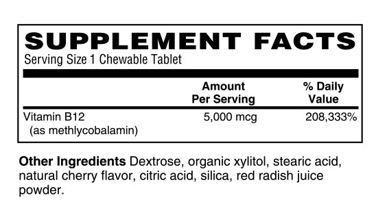 Coenzymated Methyl B-12 5000 mcg