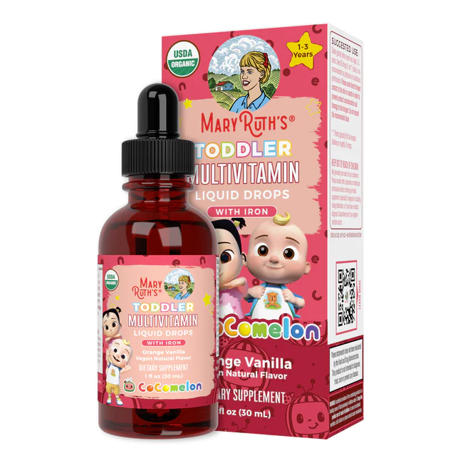 CoComelon Organic Toddler Multivitamin with Iron Liquid Drops - Mary Ruths Organics