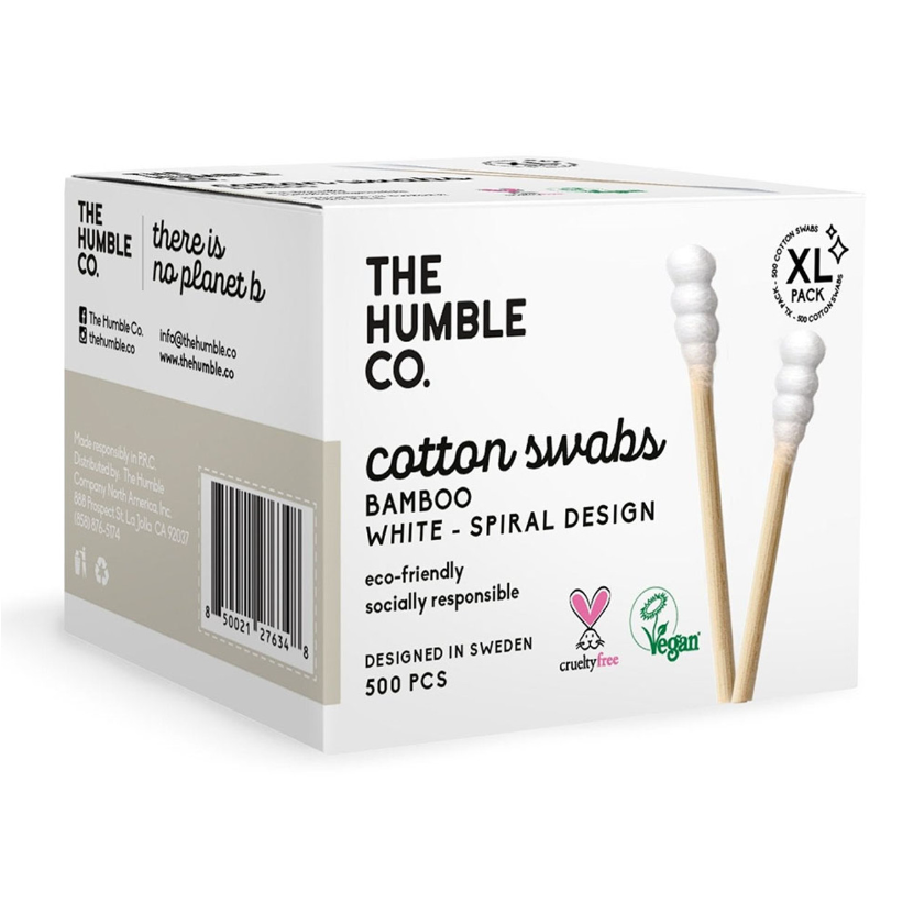 Cotton Swabs White Spiral - The Humble Co.