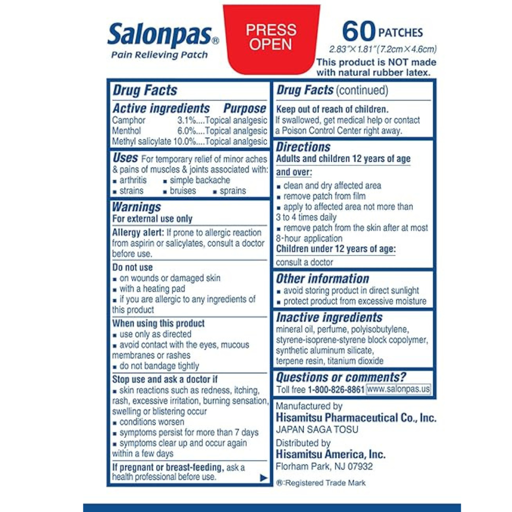 SALONPAS PAIN RELIEVING PATCH