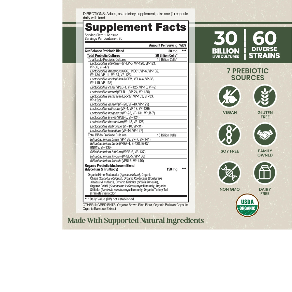 Organic Flora Gut Balance Probiotic Supplement