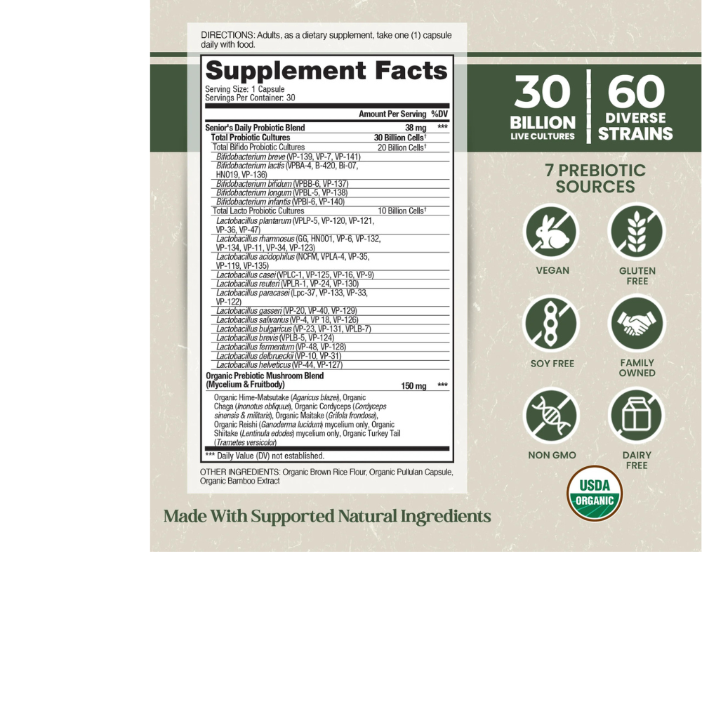 ORG FLORA SENIOR DAILY PROBIOTIC SUPPLEMENT