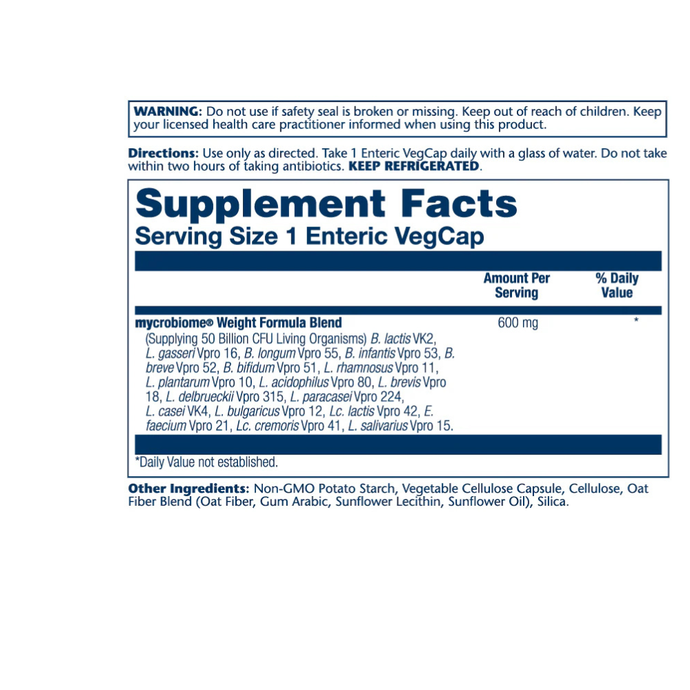 Mycrobiome Probiotic Weight Formula, 50 Billion, 18 Strain Once Daily