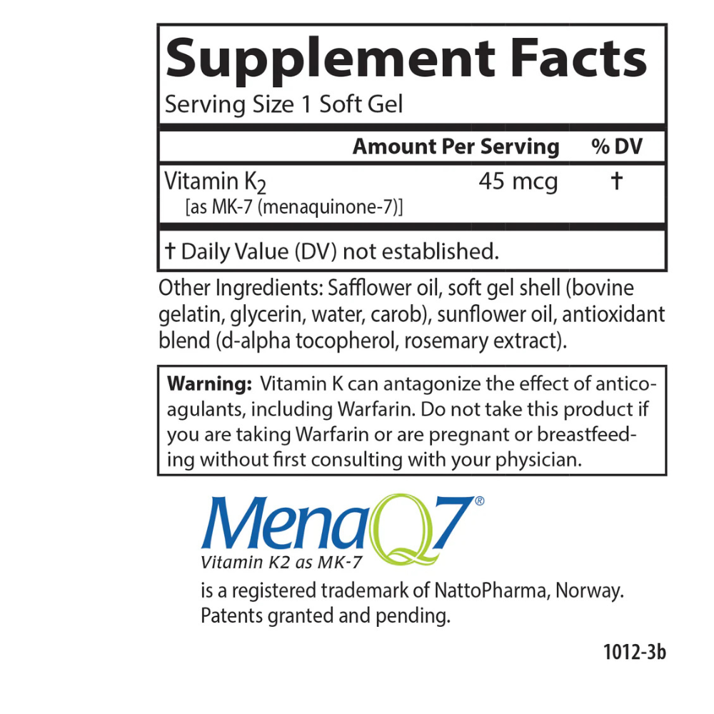 Vitamina K2 como MK-7 45 mcg
