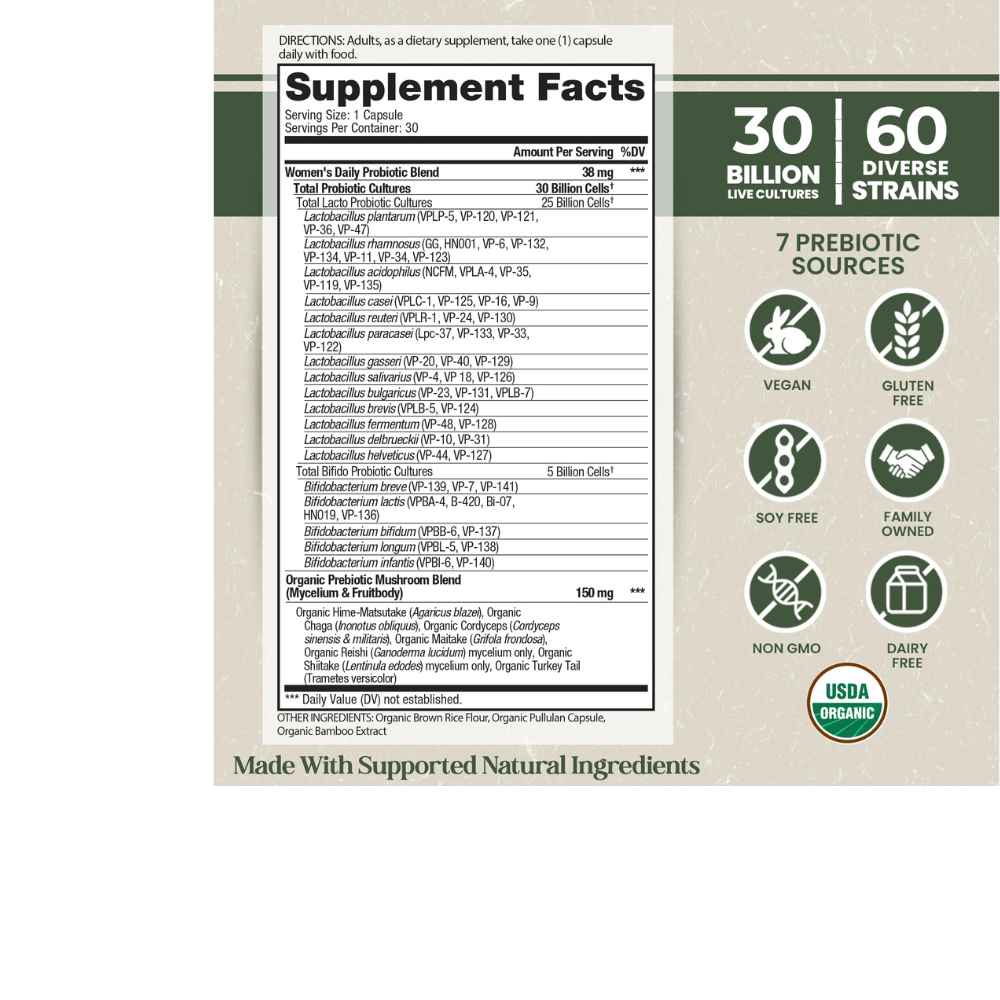 Organic Flora Women’s Daily Probiotic Supplement