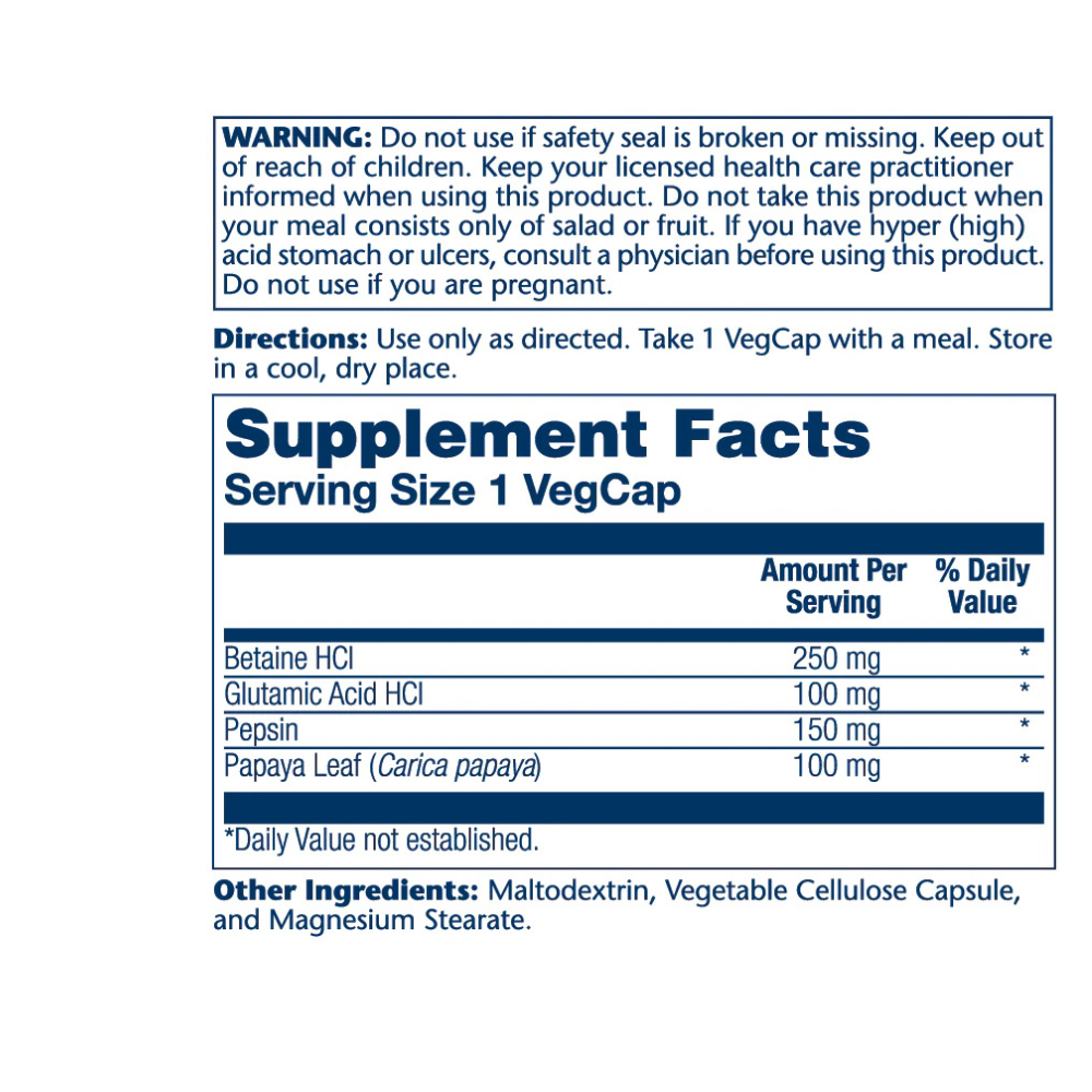 Betaine HCl with Pepsin 250mg