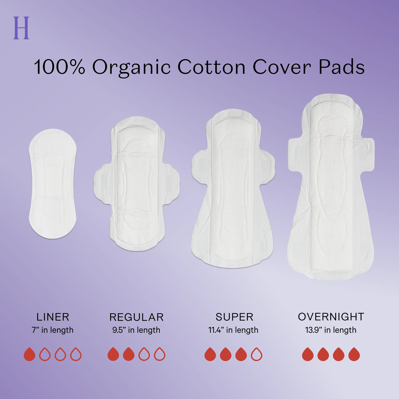 Organic Cotton Cover Non-Herbal Regular Pads with Wings - Honey Pot Comp.