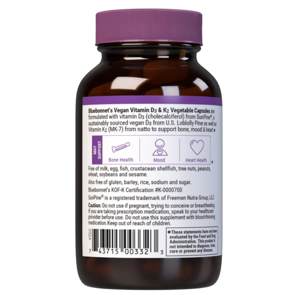 VITAMINA D3 VEGANA 50 mcg (2000 UI) y K2 100 mcg