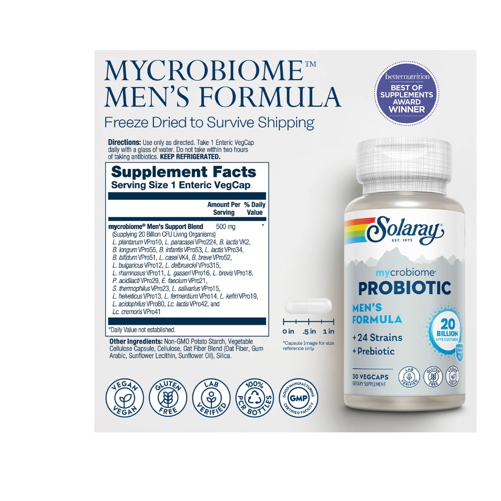 Mycrobiome Probiotic Men's Formula, 20 Billion, 24 Strain Once Daily