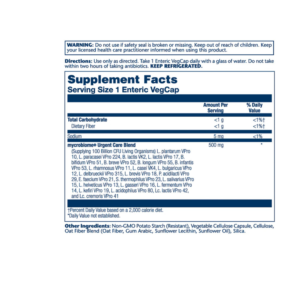 Mycrobiome Probiotic Urgent Care, 100 Billion, 24 Strain Once Daily