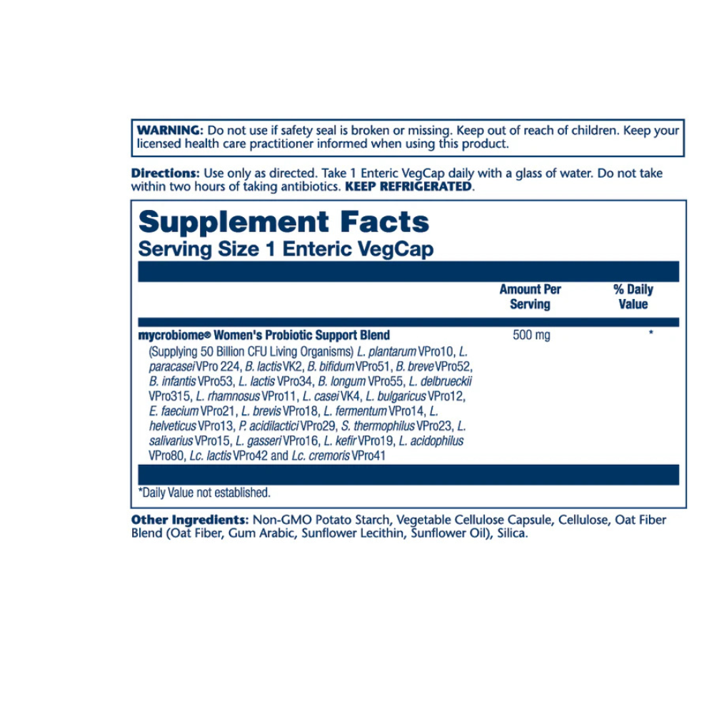 Mycrobiome Probiotic Women's Formula 50 Billion, 24 Strain Once daily