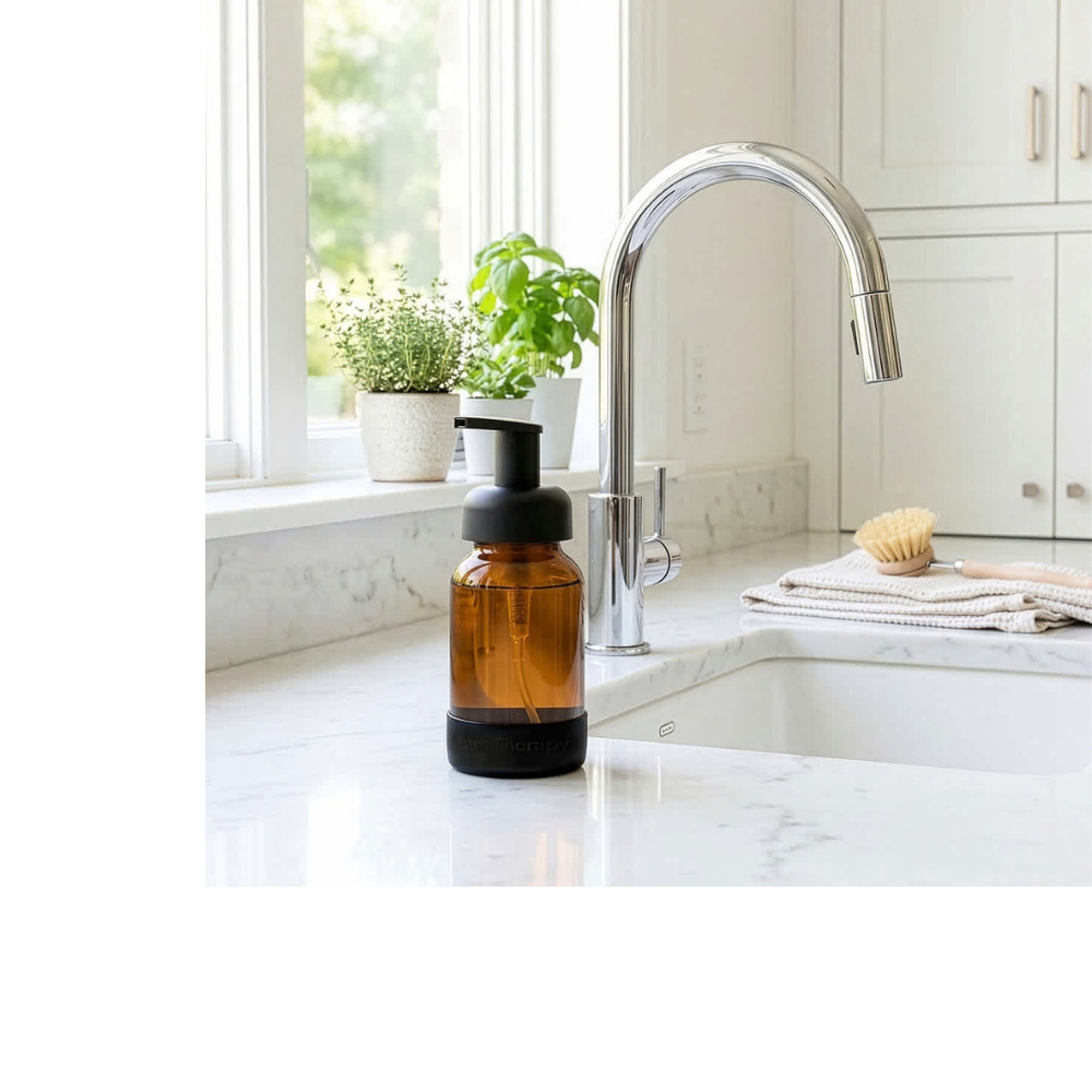 Next Glass Foaming Bottle with Black Silicone Sleeve