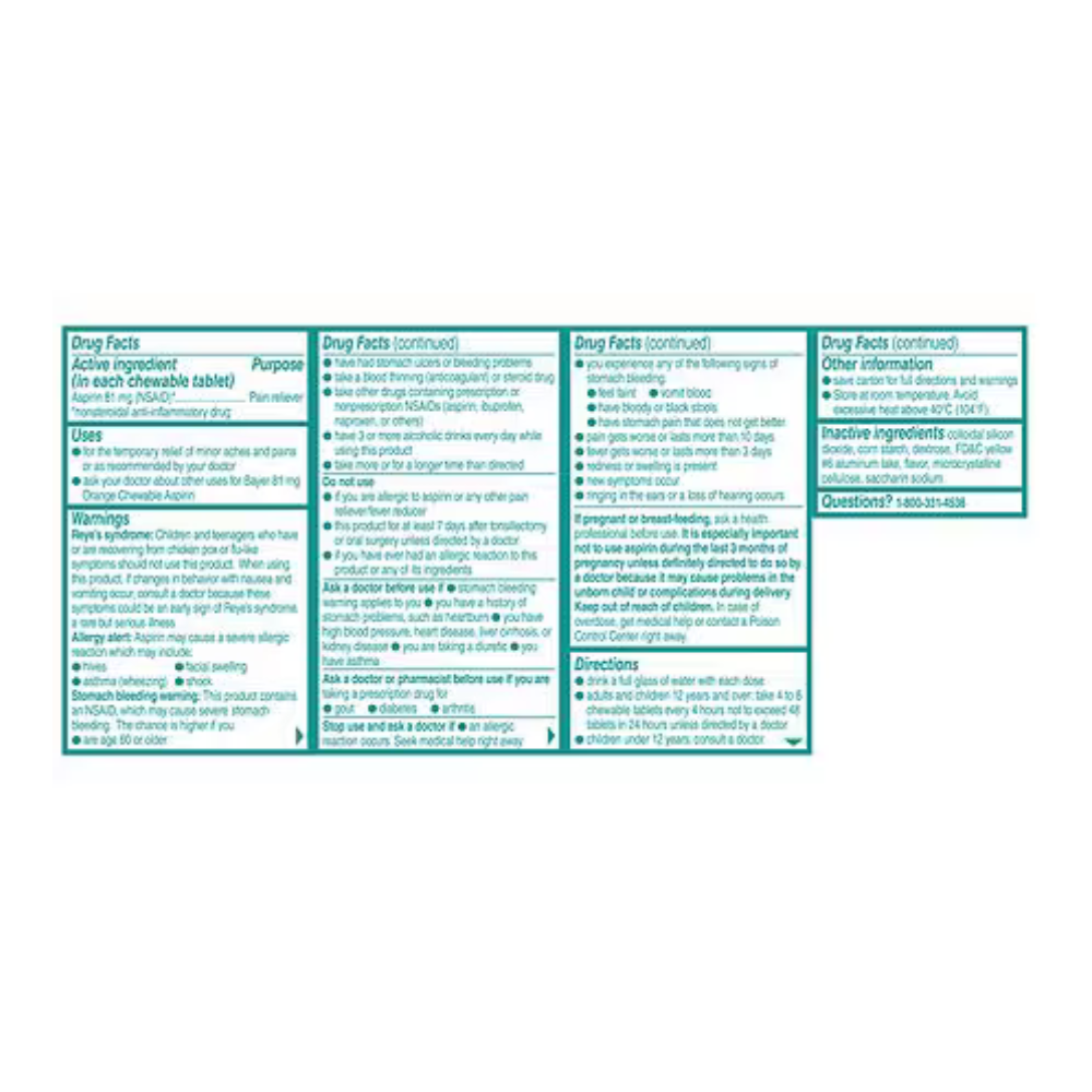 ASPIRIN BAYER 81 MG ORANGE FLAVOR