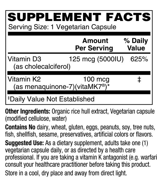 Vitamin D3 + K2 125MCG/100MCG