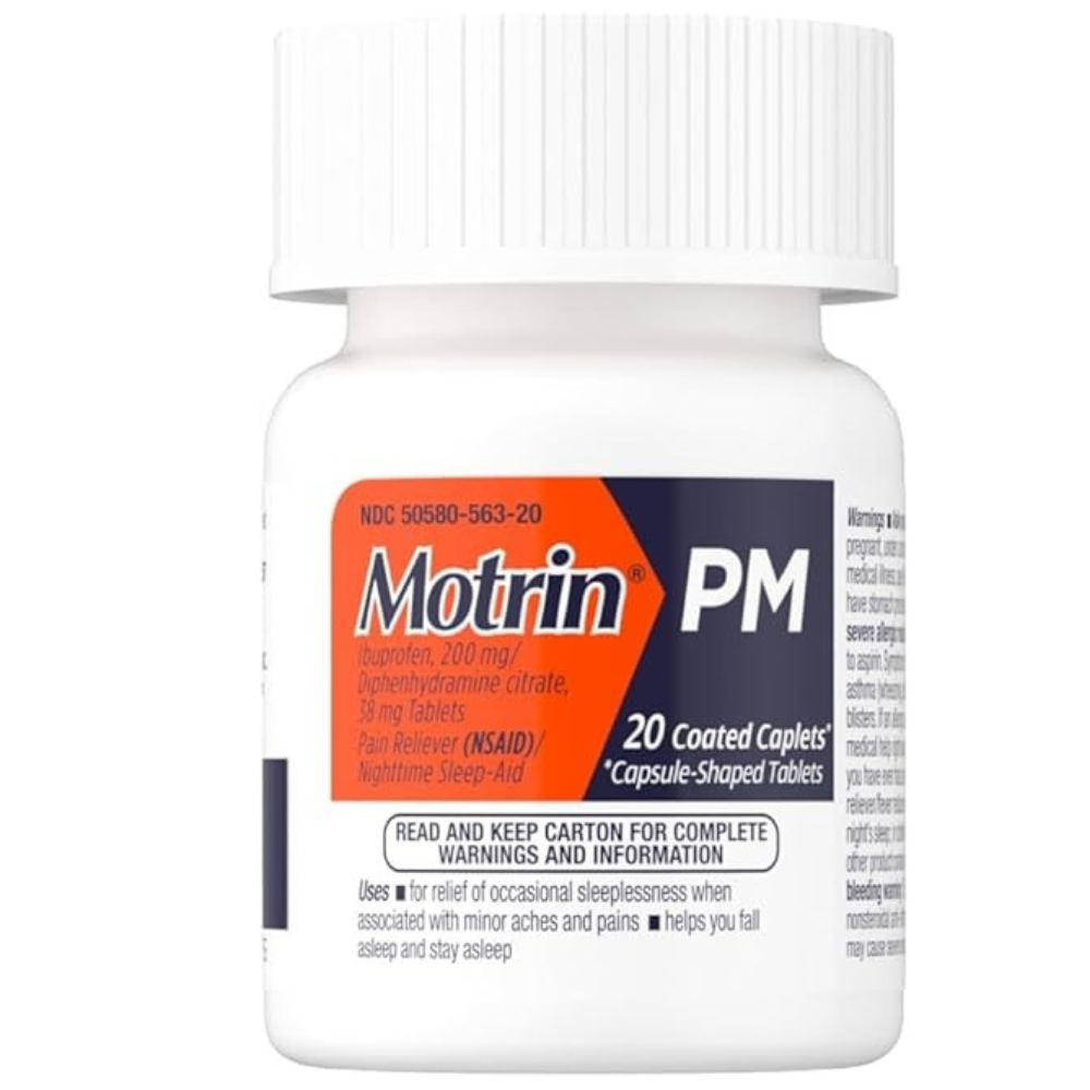 MOTRIN PM Caplets, 200mg Ibuprofen & 38mg Sleep Aid for Pain Relief at Night