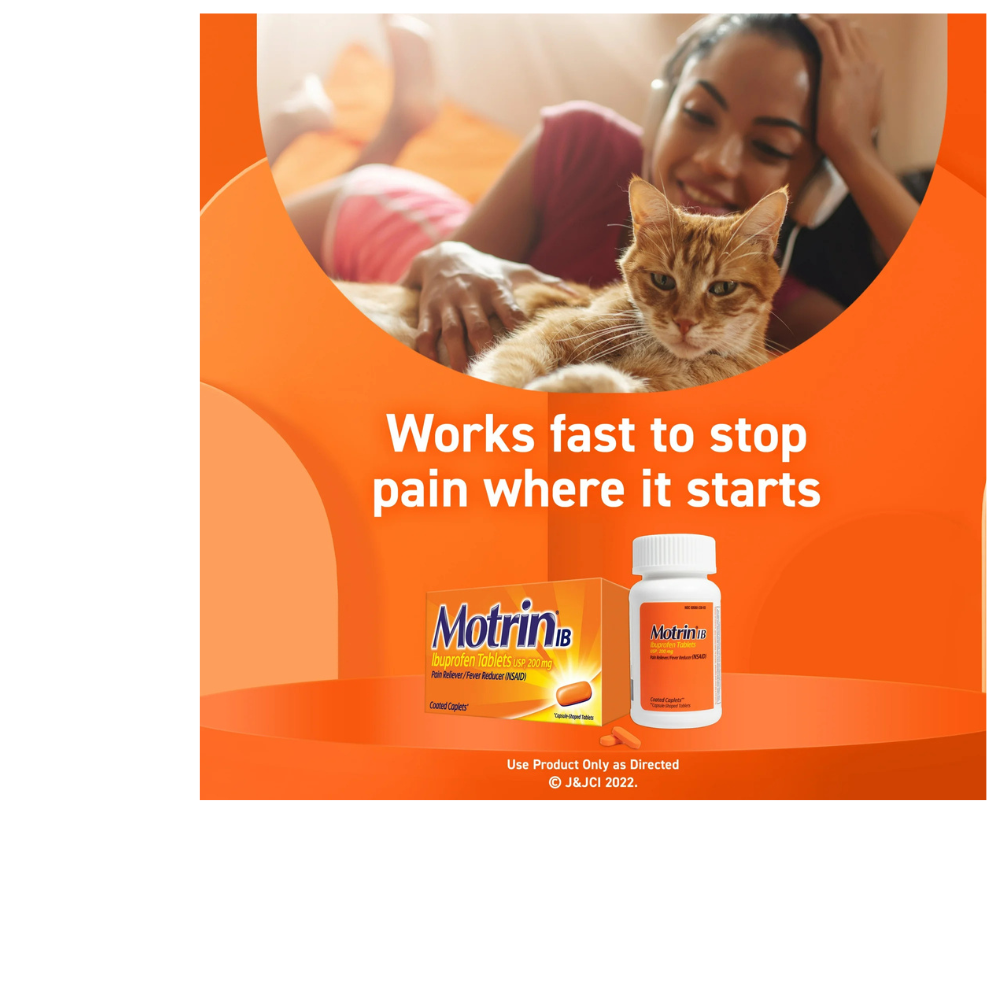 MOTRIN IB, Ibuprofen 200mg Tablets Pain Reliever & Fever Reducer