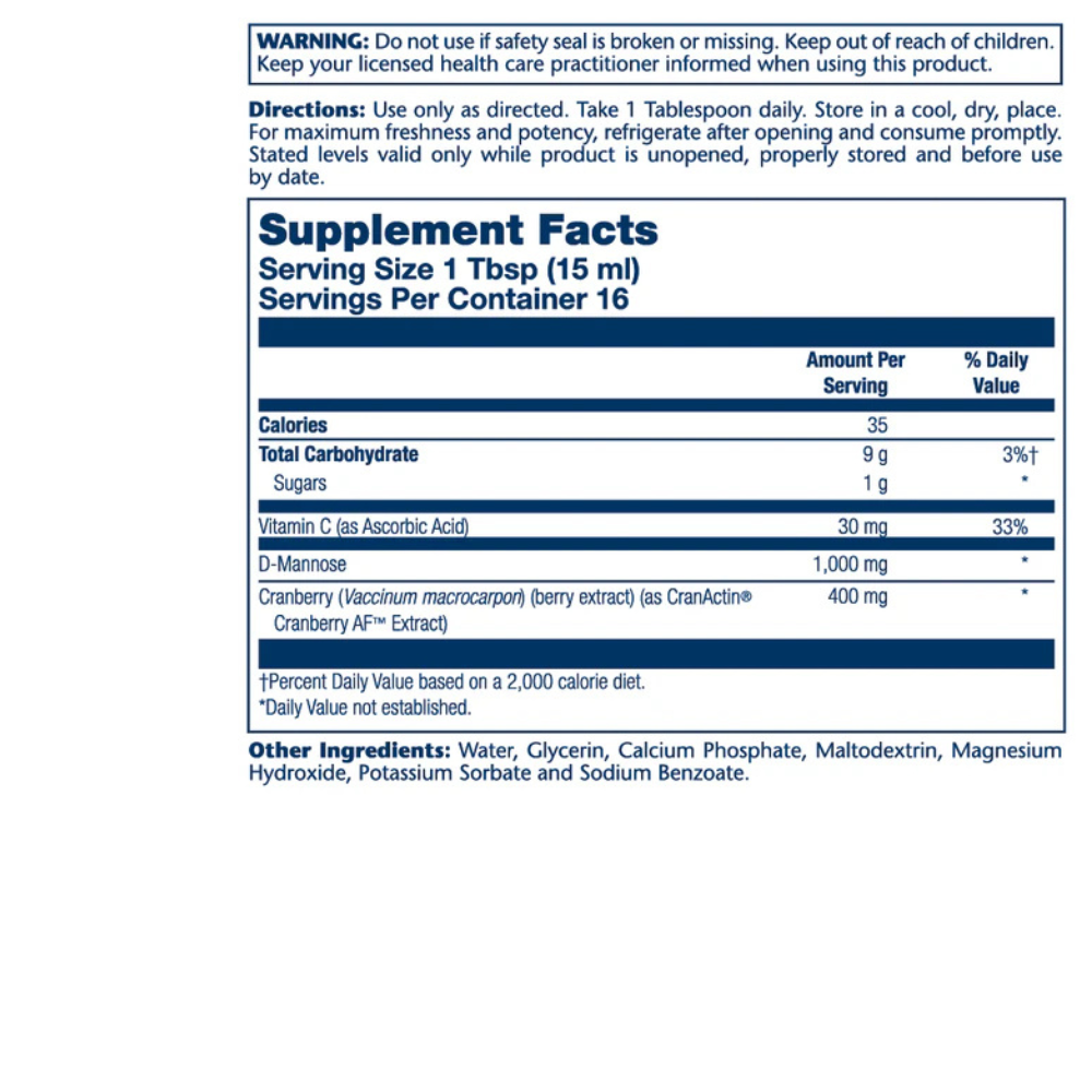 D-Mannose With Cranactin Cranberry Extract Liquid