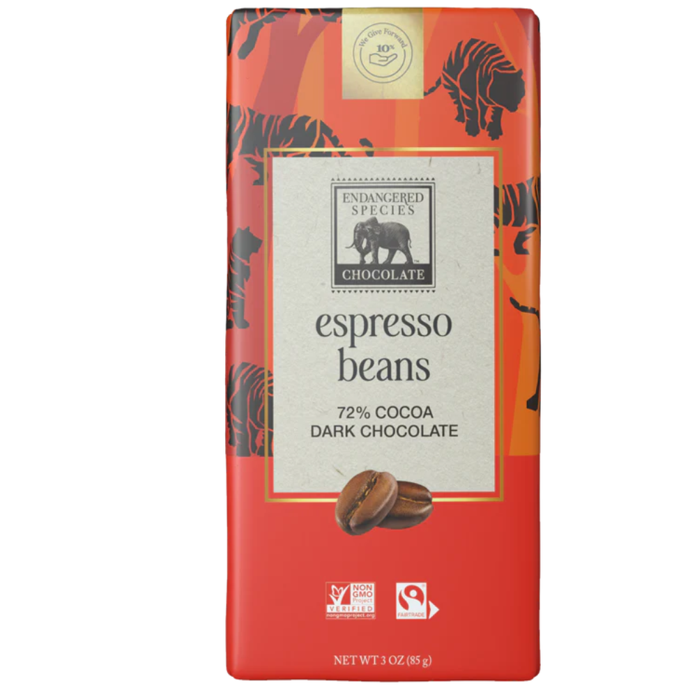 espresso beans + 72% dark chocolate