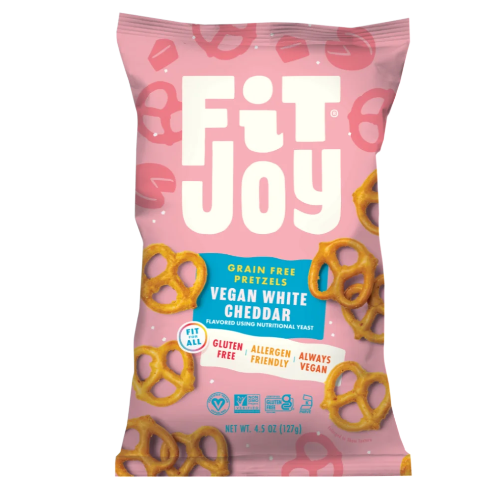 Pretzels de queso cheddar blanco sin cereales FitJoy